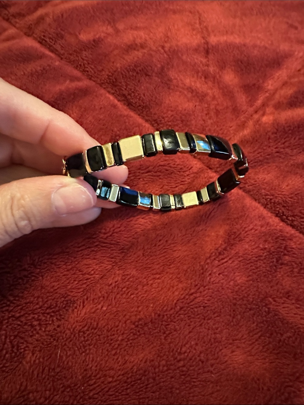 Ann Taylor Gold and Black Stretch Tile Bracelet - Women's Jewelry